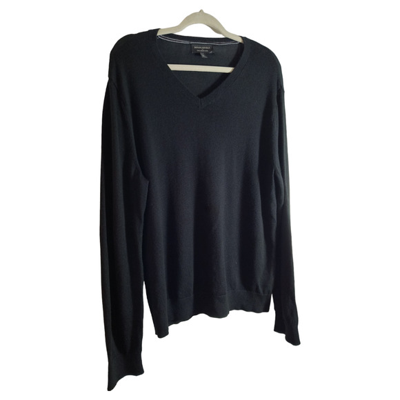 Banana Republic factory 100% Merino Wool Black Long Sleeve V-neck Sweater Sz Ll - Picture 5 of 13